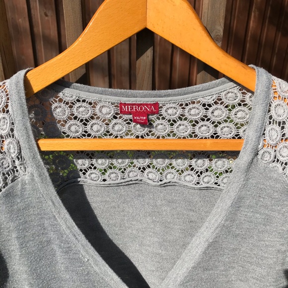 Merona XS Light Gray Cardigan 3/4 sleeves - Picture 3 of 4